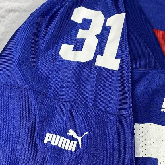 Vintage 90s Puma New‎ York Giants Jason Sehorn #31 Jersey Mens Size 2XL Blue
